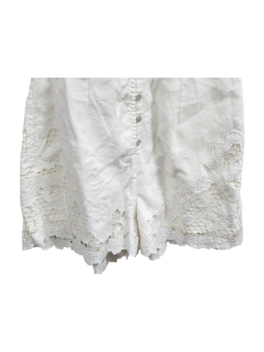 Zimmermann White Linen Lace Romper Playsuit Size 0 /US 4 Floral Embroidered Boho - Picture 4 of 14